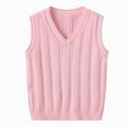 thumbnail image 1 of Toddler Boys V-Neck Cable Knit Vest, Sleeveless Pullover Sweater, School Casual Top 3-4 Years, 1 of 8