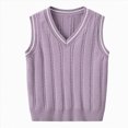 thumbnail image 1 of Toddler Boys V-Neck Cable Knit Vest, Sleeveless Pullover Sweater, School Casual Top 5-6 Years, 1 of 8