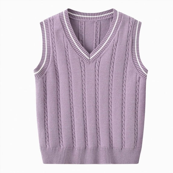 Toddler Boys V-Neck Cable Knit Vest, Sleeveless Pullover Sweater, School Casual Top 5-6 Years