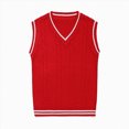 thumbnail image 1 of Toddler Boys V-Neck Cable Knit Vest, Sleeveless Pullover Sweater, School Casual Top 7-8 Years, 1 of 9