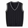 thumbnail image 1 of Toddler Boys V-Neck Cable Knit Vest, Sleeveless Pullover Sweater, School Casual Top 7-8 Years, 1 of 8