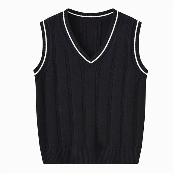 Toddler Boys V-Neck Cable Knit Vest, Sleeveless Pullover Sweater, School Casual Top 7-8 Years