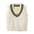 thumbnail image 1 of Toddler Boys V Neck Knitted Vest Pullover Kids Casual Knitwear Students Top Clothes White Size 4-5T, 1 of 9