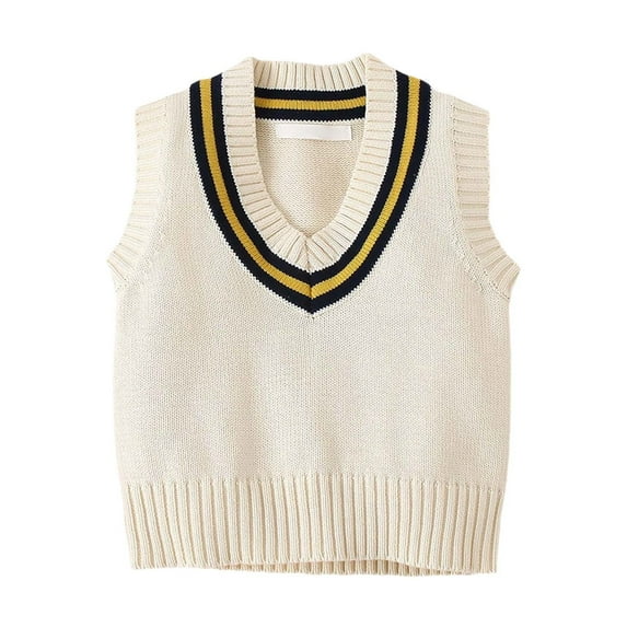 Toddler Boys V Neck Knitted Vest Pullover Kids Casual Knitwear Students Top Clothes White Size 4-5T