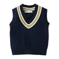 thumbnail image 1 of Toddler Boys V Neck Knitted Vest Pullover Kids Casual Knitwear Students Top Clothing Blue Size 18-24 Months, 1 of 3