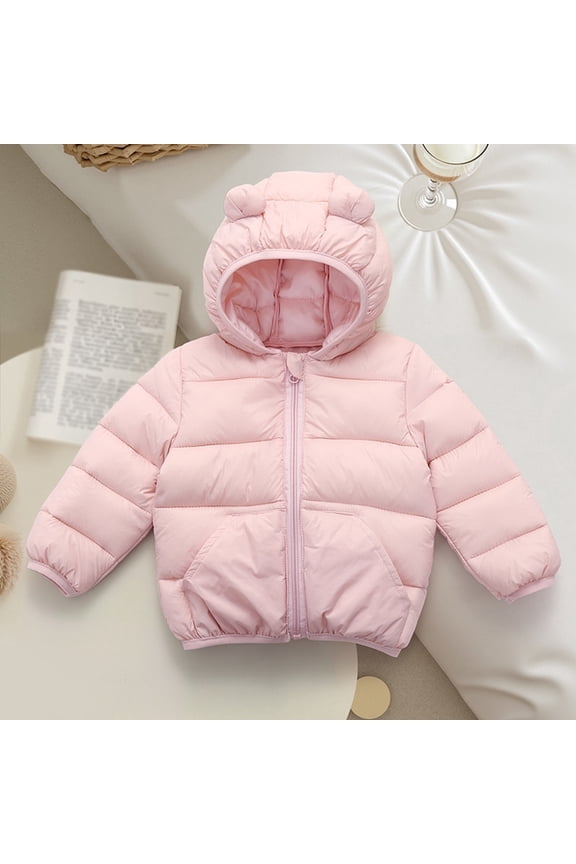 Toddler Boys Winter Coat Baby Hoodie with Bear Ear Thicken Windproof Zipper Warm Winter Coats Toddler Outwear 1-2 Years