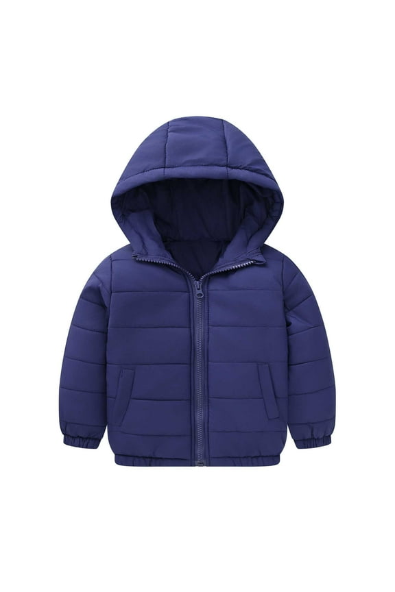 Toddler Boy Winter Coat,Boys Puffer Coat with Pocket Zip up Winter Hoodies Coat Solid Long Sleeve Windproof Thick Parka Boys Jackets Size 1-2 Years