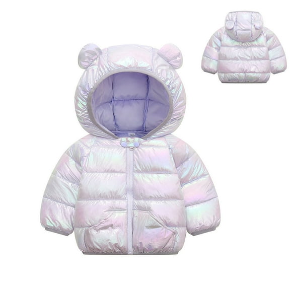 Toddler Boys Winter Coat Puffer Jacket Boys Full-Zip Long Sleeve Windproof Down Jacket Bear Hooded Down Jacket Boys Winter Jackets Size 12-18 Months
