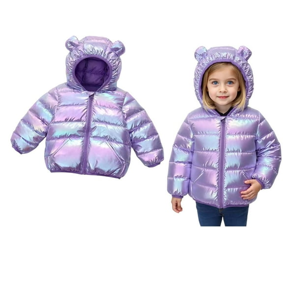 Toddler Boys Winter Coat Puffer Jacket Boys Zipper Long Sleeve Kids Warm Winter Coat Outerwear Warm Hooded Outdoor Coats Toddler Winter Clothes Boy 18-24 Months