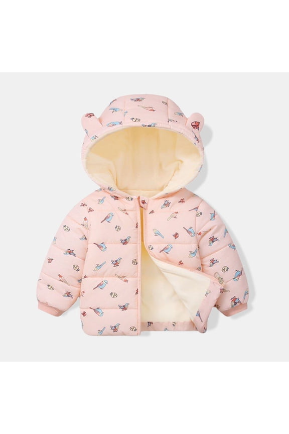 Toddler Boys Winter Coat Warm Puffer Jackets Kids Full-Zip Long Sleeve Thicken Windproof Jacket Outwear Warm Bear Hooded Outdoor Coats Winter Clothes for Toddler Girls 12-18 Months
