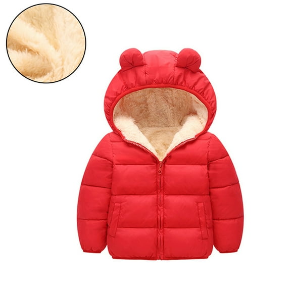 Toddler Boys Winter Coats Boys Puffer Jacket Full-Zip Long Sleeve Windproof Jacket Outwear Warm Hooded Outdoor Coats Baby Winter Suit 18-24 Months