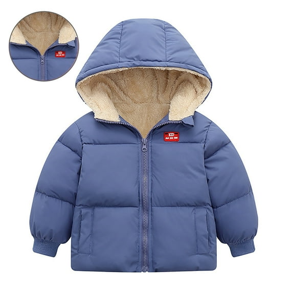 Toddler Boys Winter Coats Girls Puffer Jacket Full-Zip Long Sleeve Windproof Down Jacket Warm Hooded Outdoor Coats 12-18 Months Girl Clothes Fall
