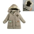 thumbnail image 1 of Toddler Boys Winter Coats with Hooded Puffer Jacket Khaki Puffer Jacket Full-Zip Long Sleeve Waterproof Kids Thicken Jacket 3-4 Years Winter Coat Boys, 1 of 4