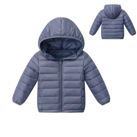 Toddler Boys Winter Coats Hooded Puffer Jacket Kids Boys Grey Jacket Zip up Long Sleeve Waterproof Girls Lightweight Jacket Boys Jacket Size 3-4 Years