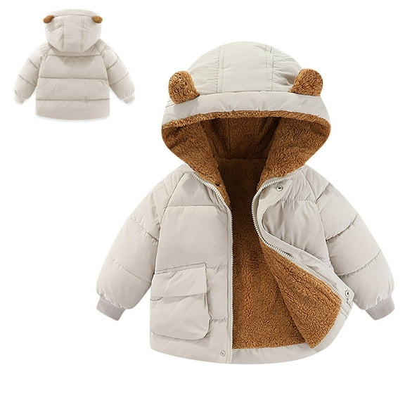 Toddler Boys Winter Coats Kids Puffer Jacket Full-Zip Long Sleeve Windproof Jacket Outwear Hooded Jackets 12-18 Months Boy Winter Clothes