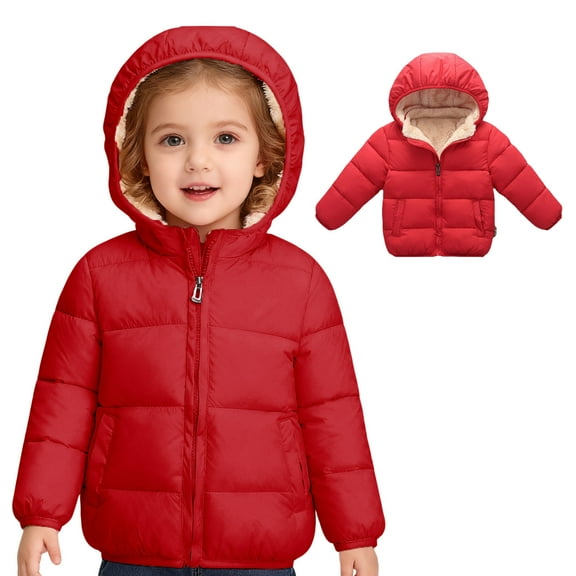 Toddler Boys Winter Coats Puffer Jacket Boys Full-Zip Long Sleeve Windproof Jacket Outwear Hooded Down Jacket Boys Winter Coats Size 18-24 Months