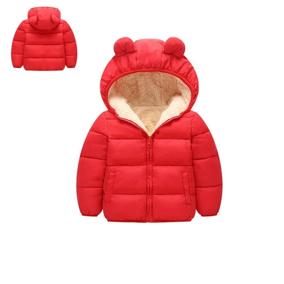 Toddler Boys Winter Coats Warm Puffer Jackets Kids Zipper Long Sleeve Windproof Down Jacket Cute Bear Ear Hooded Jackets with Pockets 2-3 Years Jacket Boys