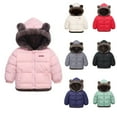 thumbnail image 1 of Toddler Boys Winter Jacket Girls Fleece Coat Bear Ear Hooded Warm Padded Pink 6-7Y, 1 of 8
