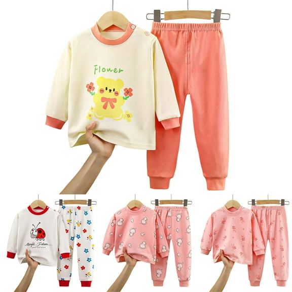 Toddler Boys 𝗣ajamas & Dailywear Set Fall Outfits Contrast Color Long Sleeve Sweatshirts and Pants 2Pcs Clothes Set3 6 9 12 18 24 Months Long Sleeve 𝗣ajamas Set 12-18 Months Girl Clothes