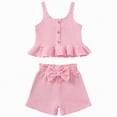 thumbnail image 1 of Toddler Boys and Girls Cotton Tank Top and Shorts Summer 2 Piece Outfit Pink 6-12 Months, 1 of 6