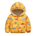 thumbnail image 1 of Toddler Boys and Girls Long Sleeved Hooded Dinosaur Print Padded Zip Jacket with Girls' Outerwear Jackets and Coats, 1 of 4