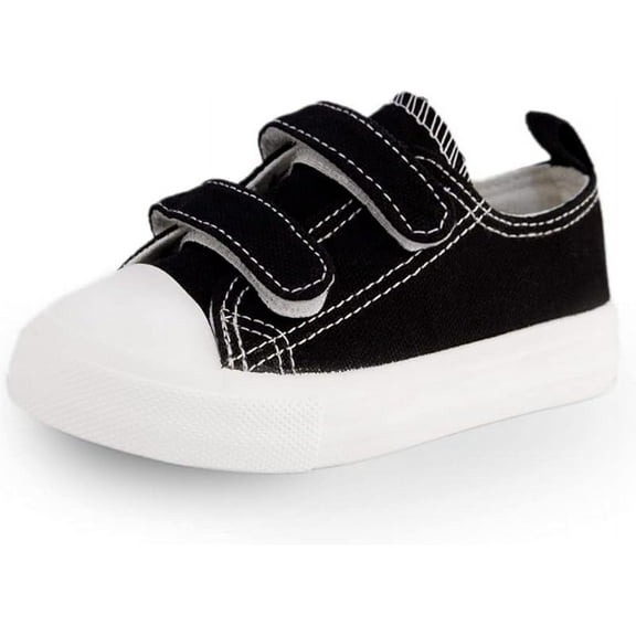 Toddler Boys and Girls Low Top Canvas Adjustable Strap Sneakers