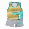 thumbnail image 1 of Toddler Boys and Girls Summer 2 Piece Outfits Casual Sleeveless Round Neck Printed Tank Top and Shorts,Stylish Yellow 4-5 Years, 1 of 4