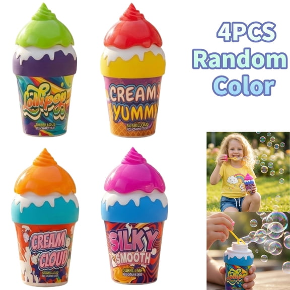 Toddler Bubbles 1-3 Years Old Upside Down Leak-Proof No Spill Bubbles Mess-Free Kids Outdoor Fubbles Easter Birthday Party Favors for Boys Girls (4pcs Random Color)