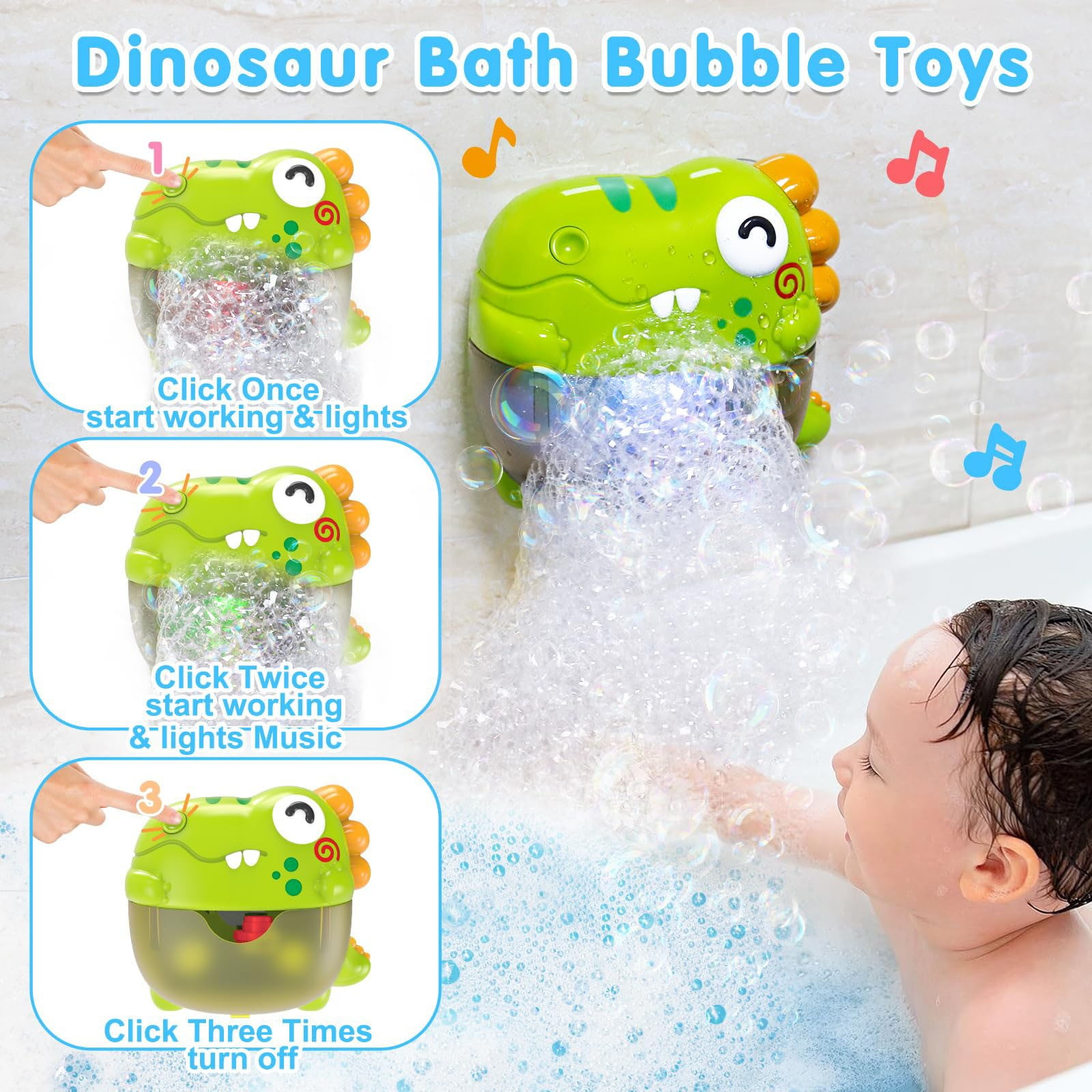 Toddler Bubbles Bath Toys, Light Up Bath Toy for Kids Age 1-3 Baby ...