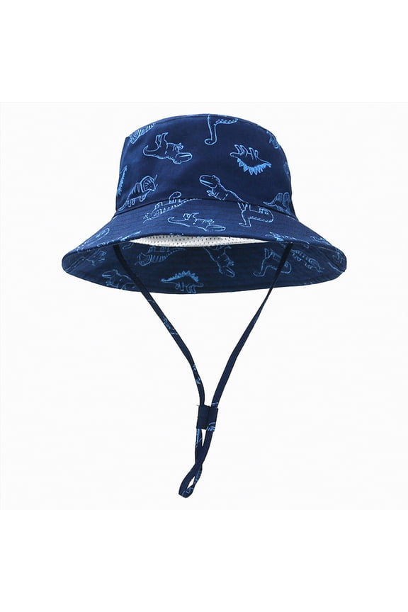 Toddler Bucket Hat Packable Cartoon Caps Dinosaur Boys Hat Adjustable Wide Brim Outdoor Play For Boy And Girl Gibobby,2-3 Years,Dark Blue