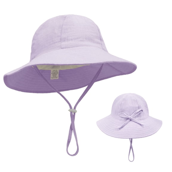 Toddler Bucket Hats Sun Protection Hats for Kids Girls Summer Cap Wide Brim Beach Hats,Color:Light Purple