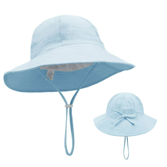 Toddler Bucket Hats Sun Protection Hats for Kids Girls Summer Cap Wide Brim Beach Hats,Color:Sky Blue