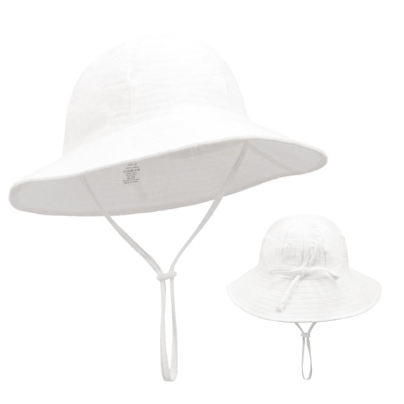 Toddler Bucket Hats Sun Protection Hats for Kids Girls Summer Cap Wide Brim Beach Hats,Color:White