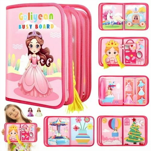 Toddler Busy Board,Montessori Toys for Girl Birthday Gift,Educational Learning Quiet Activity Busy Book for Toddlers,Travel Toys for Airplane Car