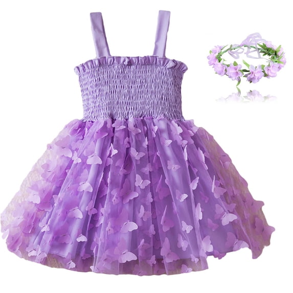 Toddler Butterfly Tutu Dress Princess Girl Wedding Pageant Birthday Party Dress