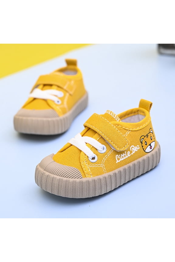 Toddler Canvas Sneaker Baby Cute Cartoon Tigers Flats Shoes Kids Boys Girls Slip On Casual Shoes Low Top Walking Shoes
