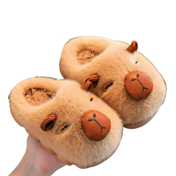 Toddler Capybara Cozy Slippers Girls Warm Winter Indoor Shoes With Sole Kids