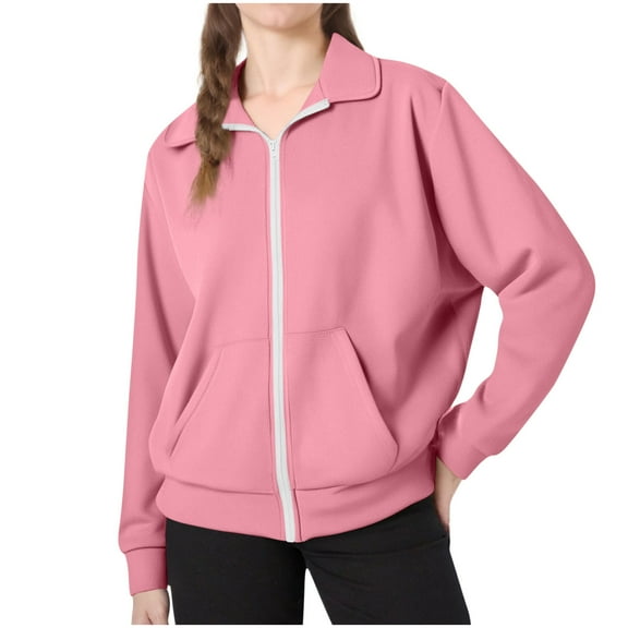 Toddler Cardigan Sweaters Girls New Teen Girls Zip up Hoodies Oversized Fleece Sweatshirts Casual Jackets Fall Fashion Outfits with Pockets Pinky 140