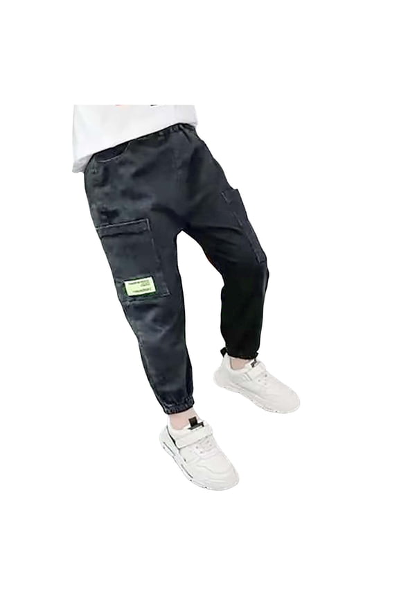 Toddler Cargo Pants Boy 1 PCS Boys Jogger Pants with Elastic Cuffs - Sporty Design for Active Youth, Ideal for Gym, Running & Weekend Wear