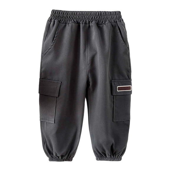 Toddler Cargo Pants Elastic Waist Drawstring Cargo Joggers With Pocket Classic Fit Teens Active Workout Joggers Boys Pants Size 1-2 years