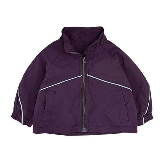 Toddler Cartoon Print Zip Jacket Hooded Trench Lightweight Kids Coats Wind_breaker Outdoor Cute Dust Coats Long Sleeve Jackets & Hooded Coats (Purple-4, 18-24 Months)