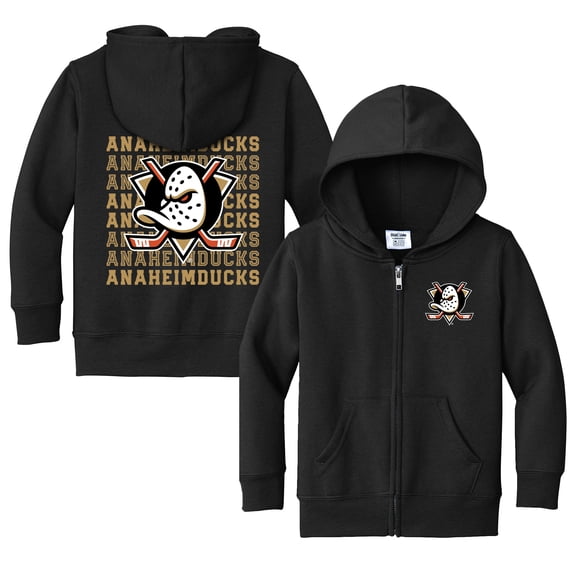 Toddler Chad & Jake Black Anaheim Ducks Full-Zip Retro Hoodie