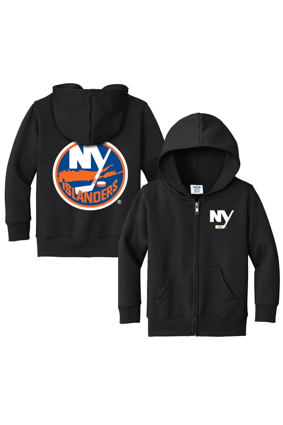 Toddler Chad & Jake Black New York Islanders Logo Full-Zip Hoodie Jacket