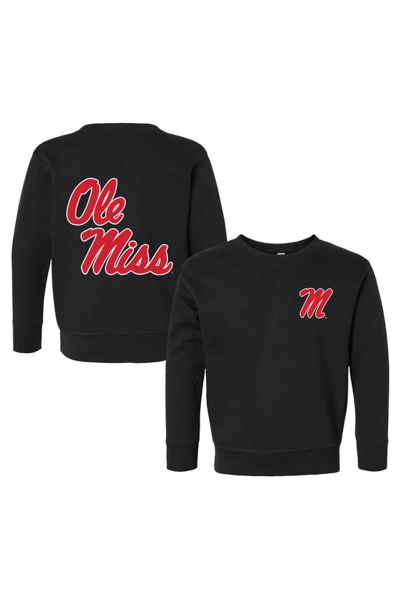 Toddler Chad & Jake Black Ole Miss Rebels Logo Pullover Sweatshirt