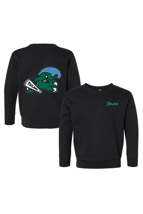 Toddler Chad & Jake Black Tulane Green Wave Logo Pullover Sweatshirt