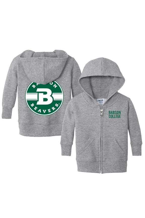 Toddler Chad & Jake Heather Gray Babson Beavers Logo Full-Zip Hoodie Jacket