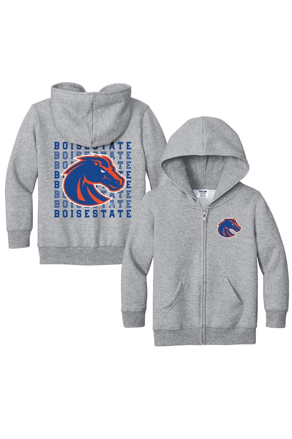 Toddler Chad & Jake Heather Gray Boise State Broncos Full-Zip Retro Hoodie