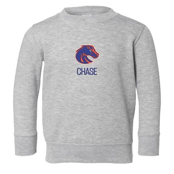 Toddler Chad & Jake Heather Gray Boise State Broncos Primary Logo Personalized Sweatshirt
