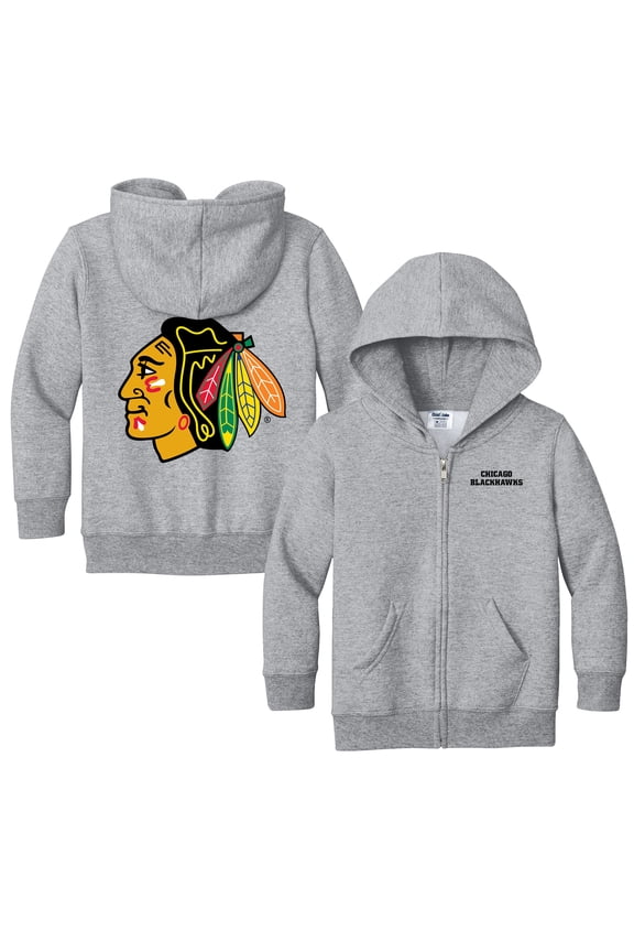 Toddler Chad & Jake Heather Gray Chicago Blackhawks Logo Full-Zip Hoodie Jacket