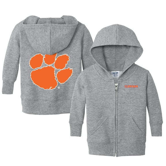 Toddler Chad & Jake Heather Gray Clemson Tigers Logo Full-Zip Hoodie Jacket